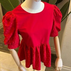 Red Peplum Blouse